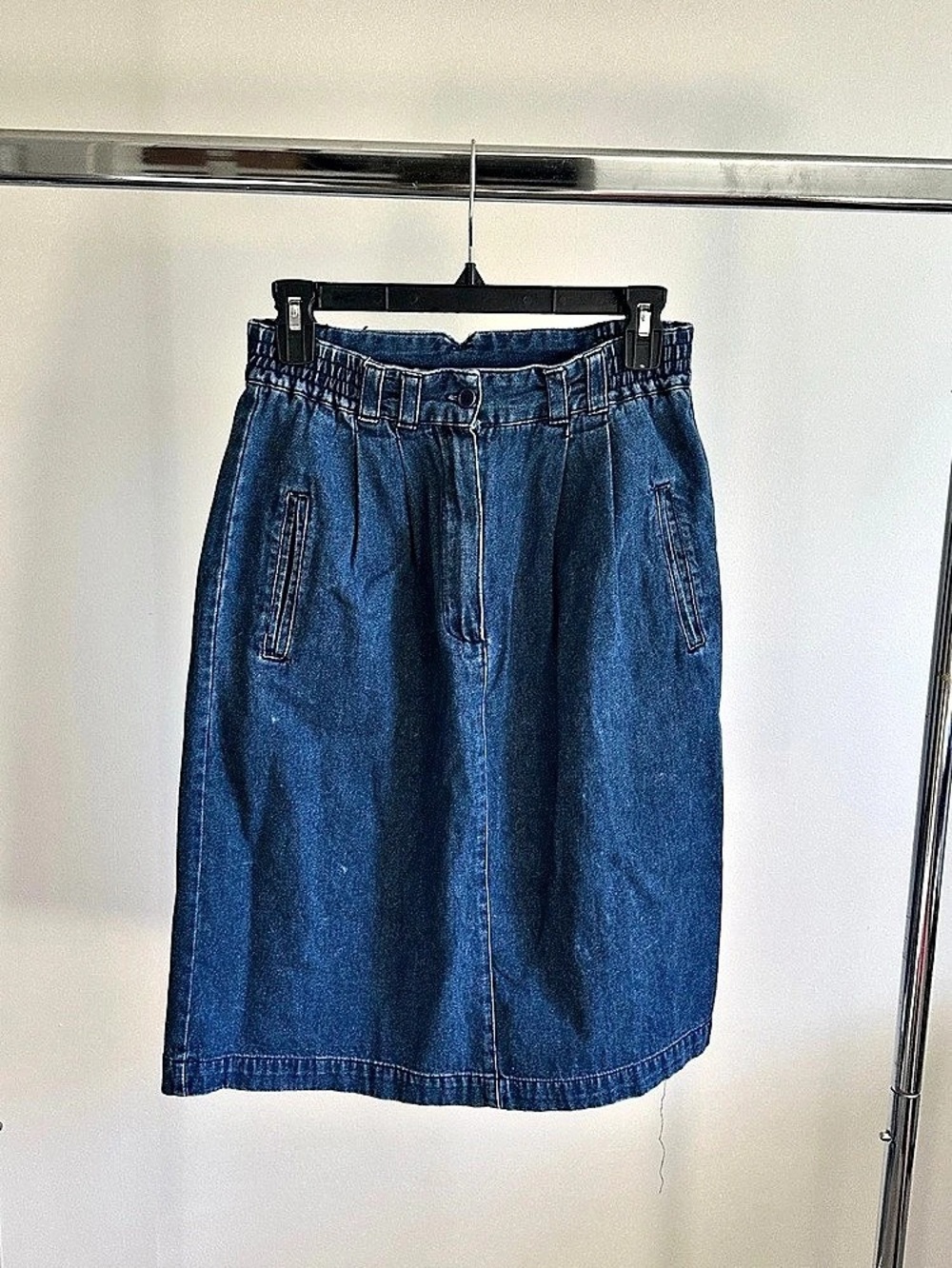 Vintage Tabi International Denim Pencil Skirt High Waist Pleated 80s/90s Cotton